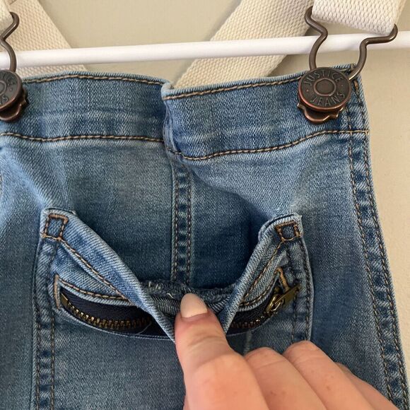 Justice Shortalls Girls Light Blue Overall Short 8 Denim Distressed Jeans - Picture 6 of 9